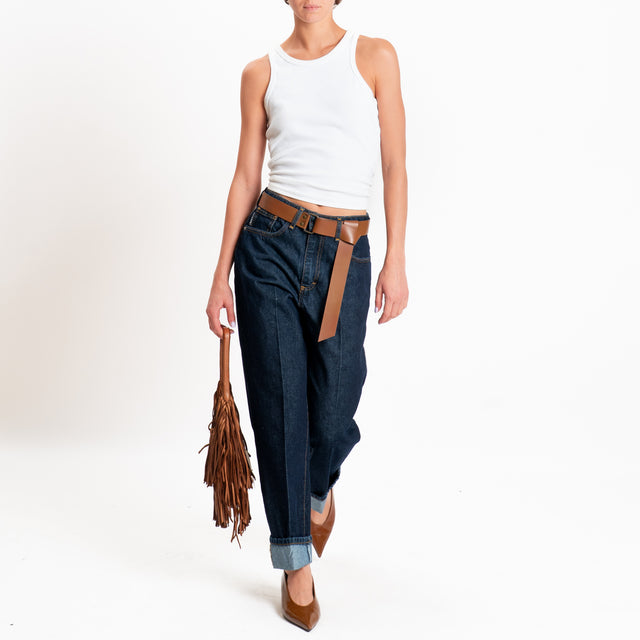 Haveone-Jeans MANDY straight con risvolto - denim blu