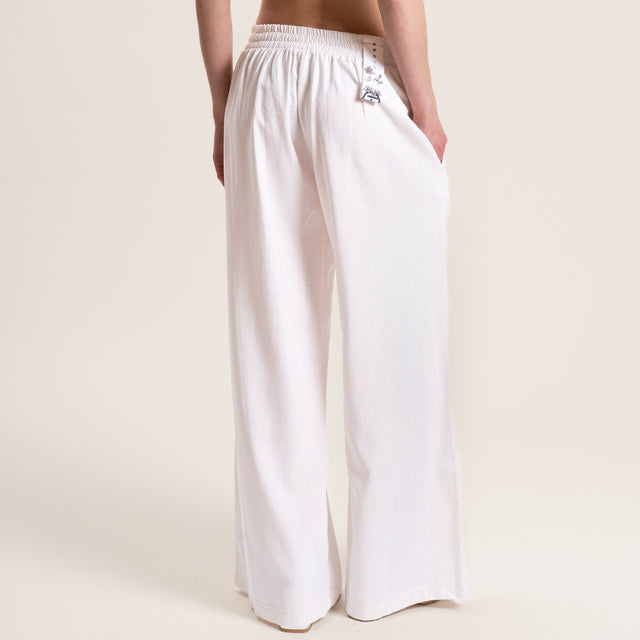 Haveone-Pantalone misto lino elastico dietro - burro