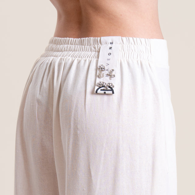 Haveone-Pantalone misto lino elastico dietro - burro