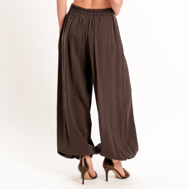 Haveone-Pantalone tessuto modal elastico dietro - moro
