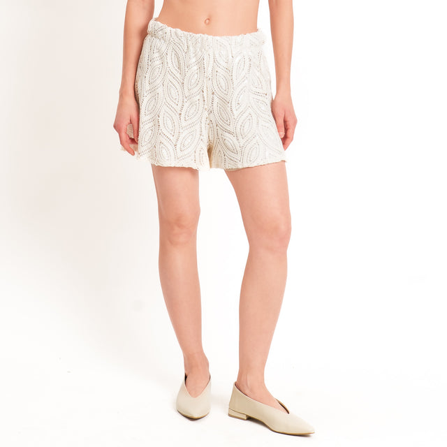 Haveone-Shorts traforato con paillettes - burro