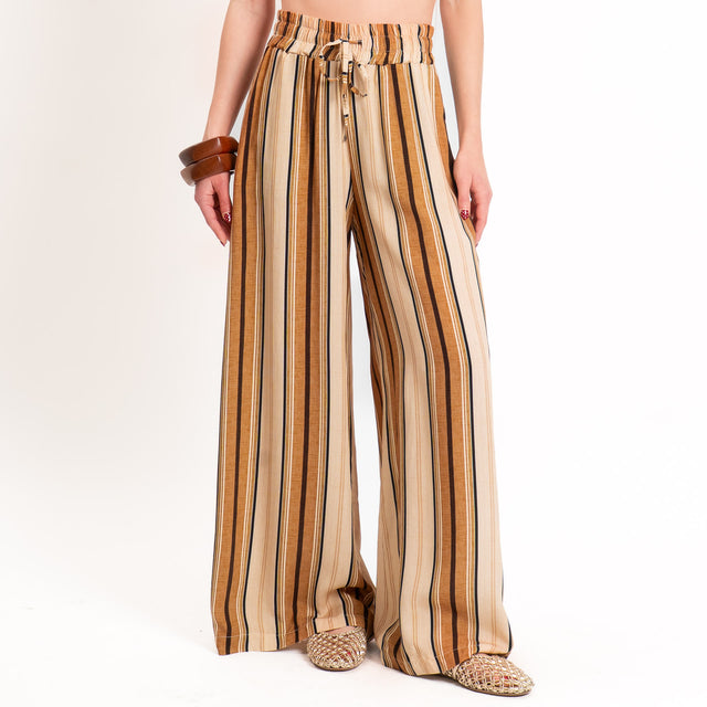 Haveone-Pantalone a righe con coulisse - cuoio/moro/burro