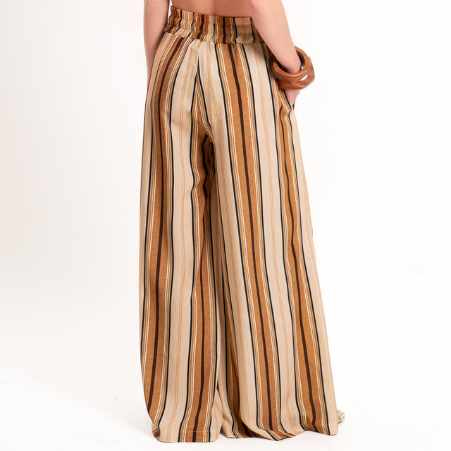 Haveone-Pantalone a righe con coulisse - cuoio/moro/burro