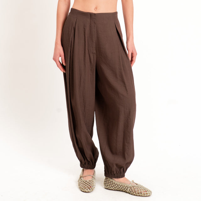 Haveone-Pantalone balloon con pinces - cioccolato