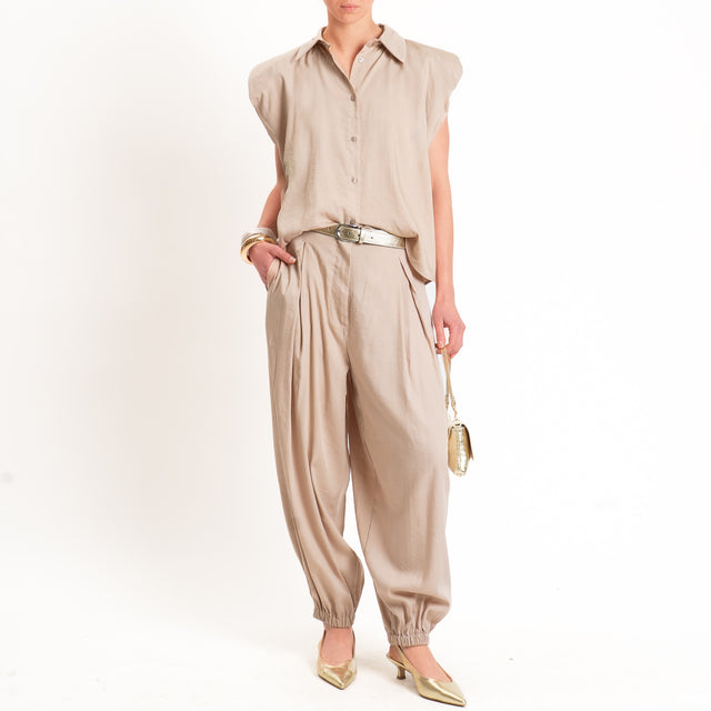 Haveone-Pantalone balloon con pinces - beige