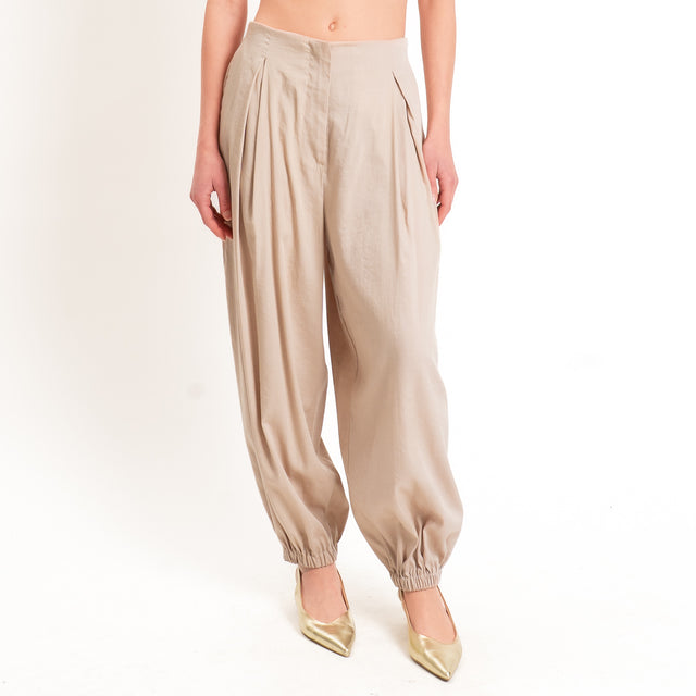Haveone-Pantalone balloon con pinces - beige