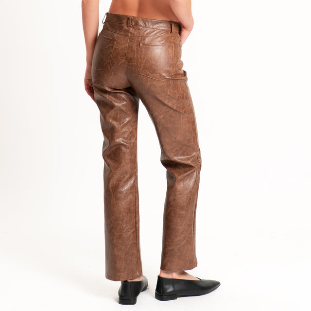 Haveone-Pantalone similpelle straight fit - tabacco