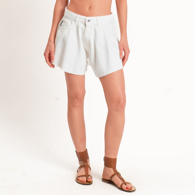 Haveone-Shorts IVY a farfalla jeans taglio vivo - bianco