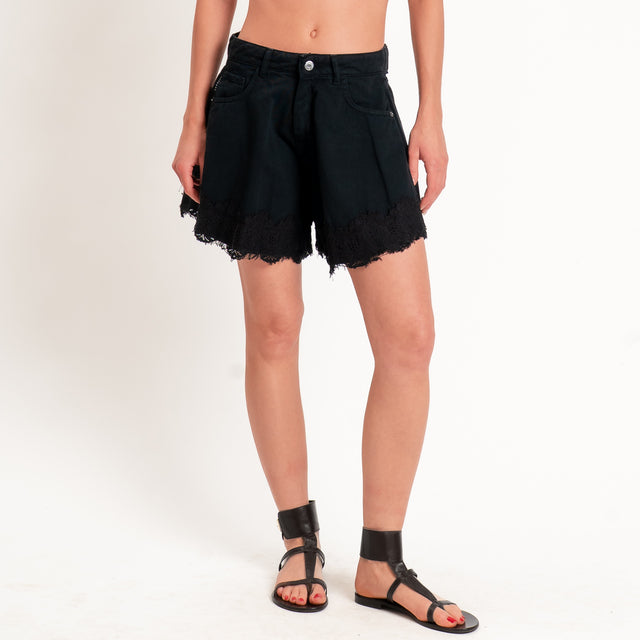 Haveone-Shorts IVY jeans a farfalla con pizzo - nero