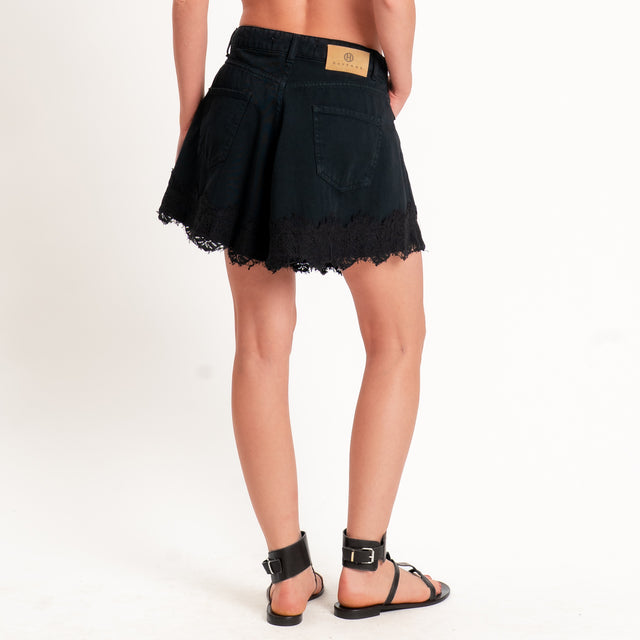 Haveone-Shorts IVY jeans a farfalla con pizzo - nero