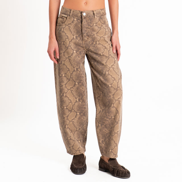 Haveone-Pantalone stampa rettile - taupe/beige