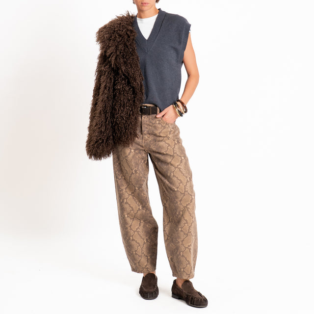 Haveone-Pantalone stampa rettile - taupe/beige