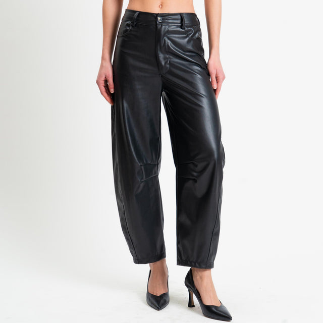 Haveone-Pantalone barrel similpelle - nero