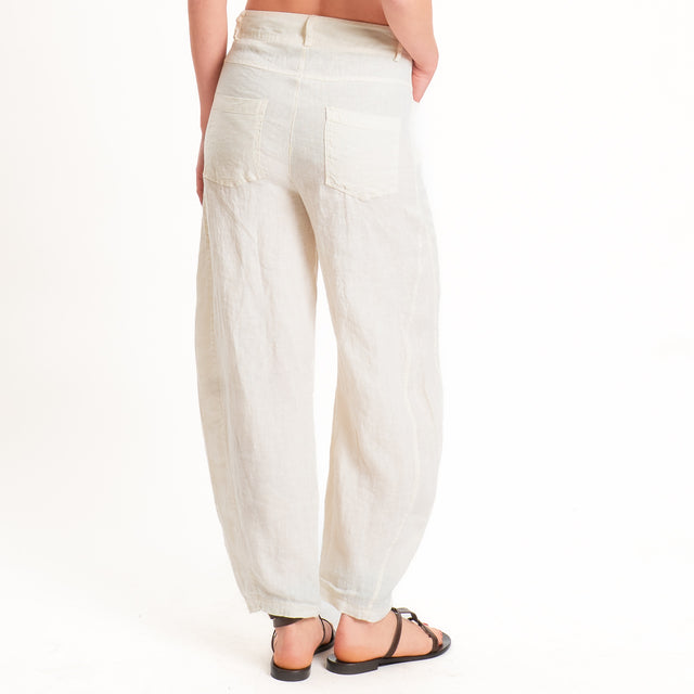 Havone-Pantalone barrel 100% lino - burro