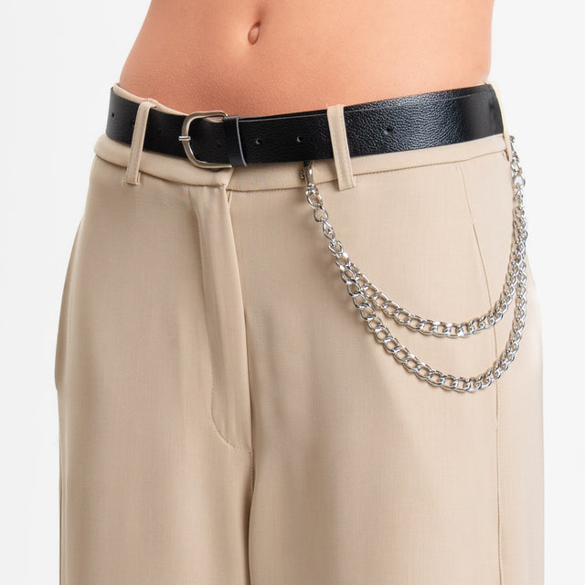 Haveone-Pantalone tessuto fluido con accessorio - sabbia
