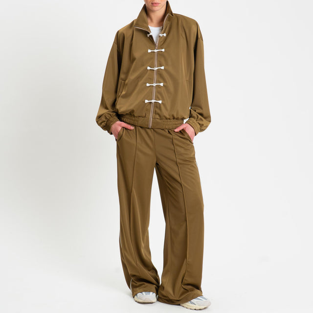 Haveone-Pantalone palazzo acetato banda laterale - olio