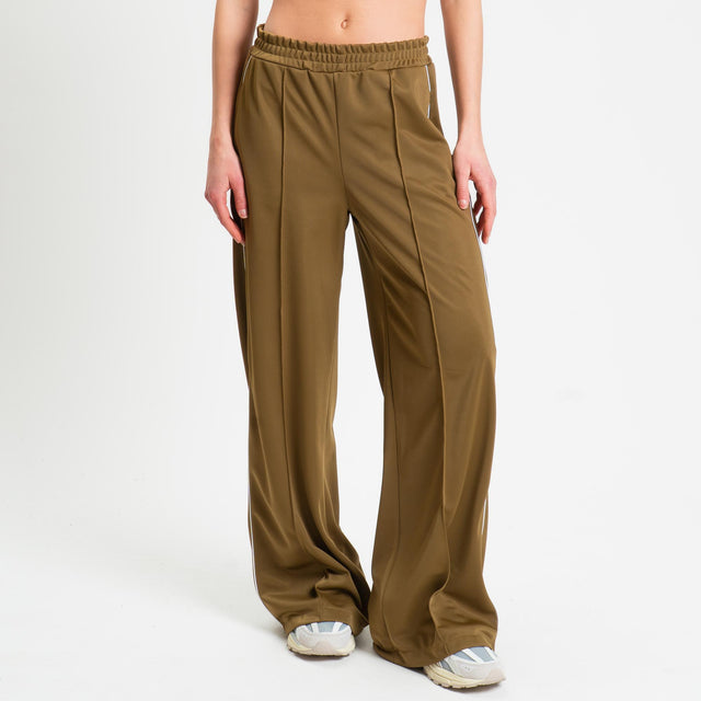 Haveone-Pantalone palazzo acetato banda laterale - olio