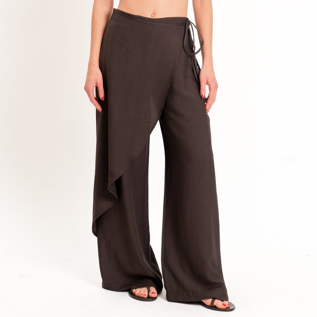 Haveone-Pantalone portafoglio misto lino - moro