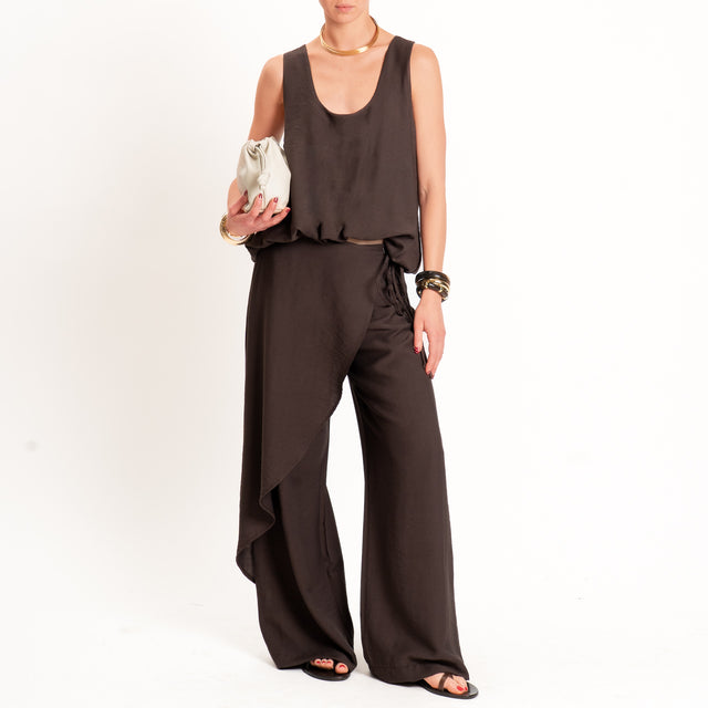 Haveone-Pantalone portafoglio misto lino - moro