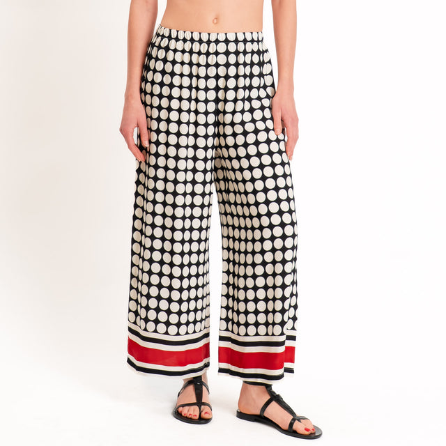 Haveone-Pantalone pois elastico in vita - nero/burro/rosso