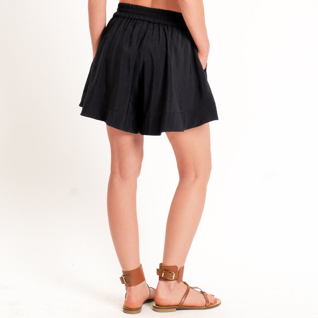 Haveone-Shorts tessuto modal elastico in vita - nero