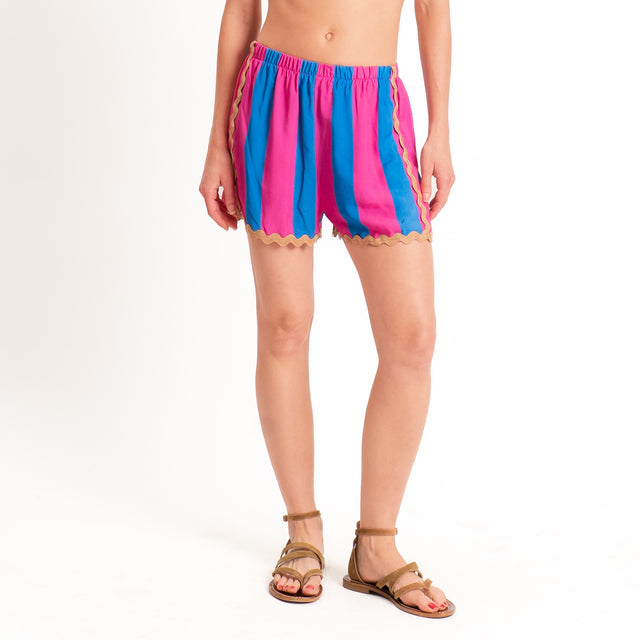 Haveone-Shorts righe elastico in vita - azzurro/fucsia/desert