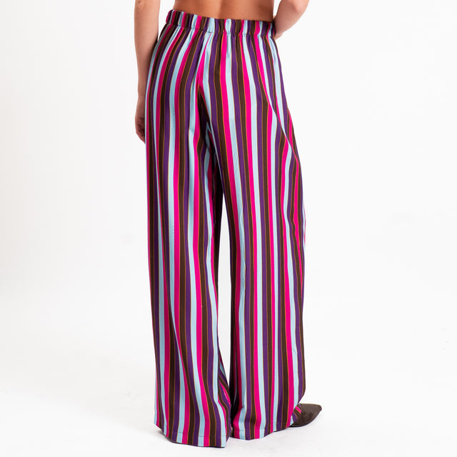Haveone-Pantalone a righe elastico in vita - viola/fucsia/celeste