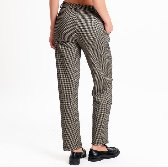 Haveone-Pantalone pied de poule elasticizzato - nero/beige