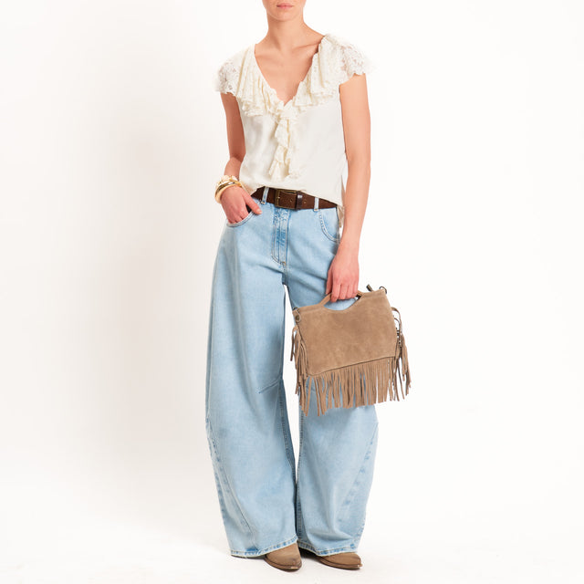 Haveone-T-shirt con pizzo - burro