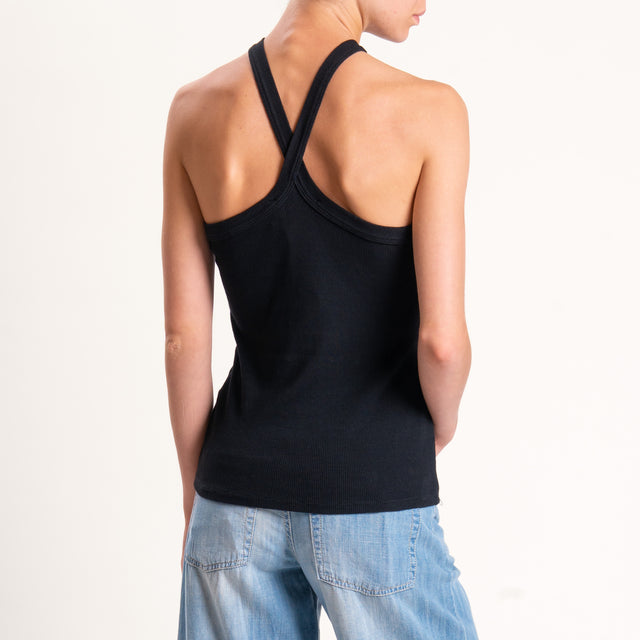 Haveone-Top incrociato a costine - nero