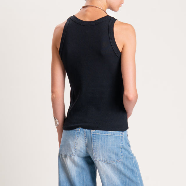 Haveone-Top scollo v a costine - nero