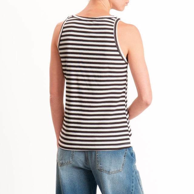 Haveone-Top serafino a righe - Moro/panna