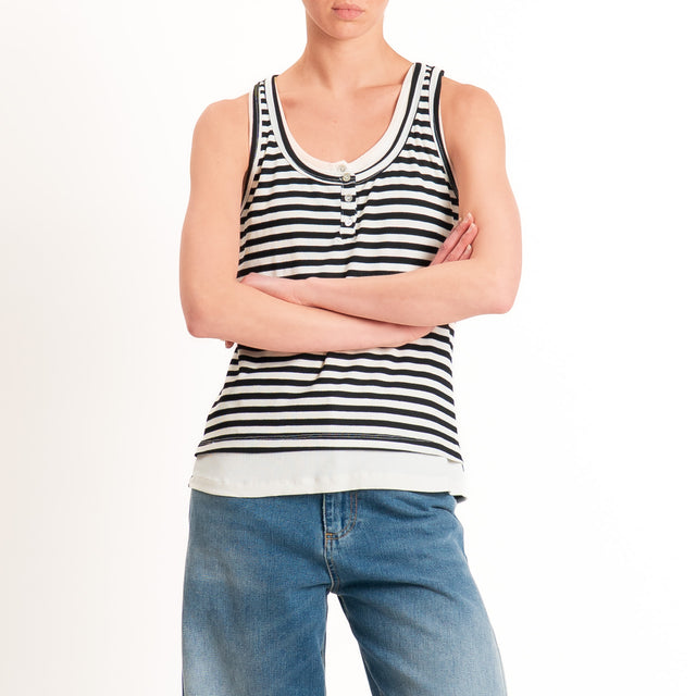 Haveone-Top serafino a righe - nero/panna