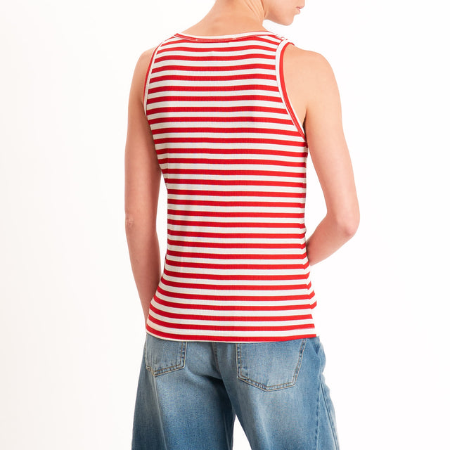 Haveone-Top serafino a righe - rosso/panna