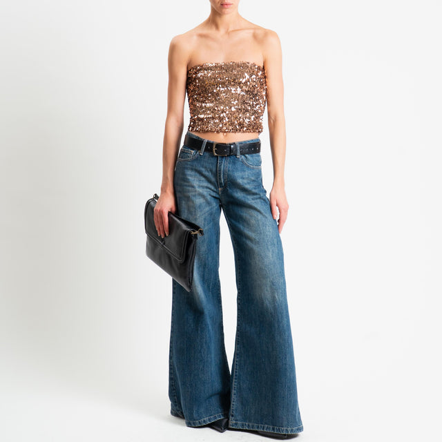 Haveone-Top fascia con paillettes - bronzo