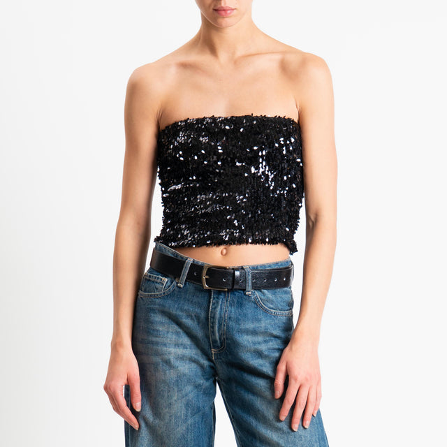 Haveone-Top fascia con paillettes - nero