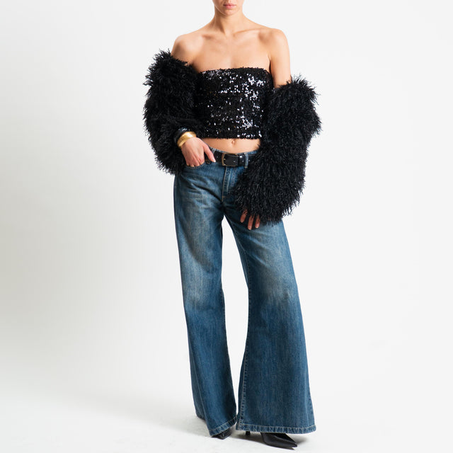 Haveone-Top fascia con paillettes - nero