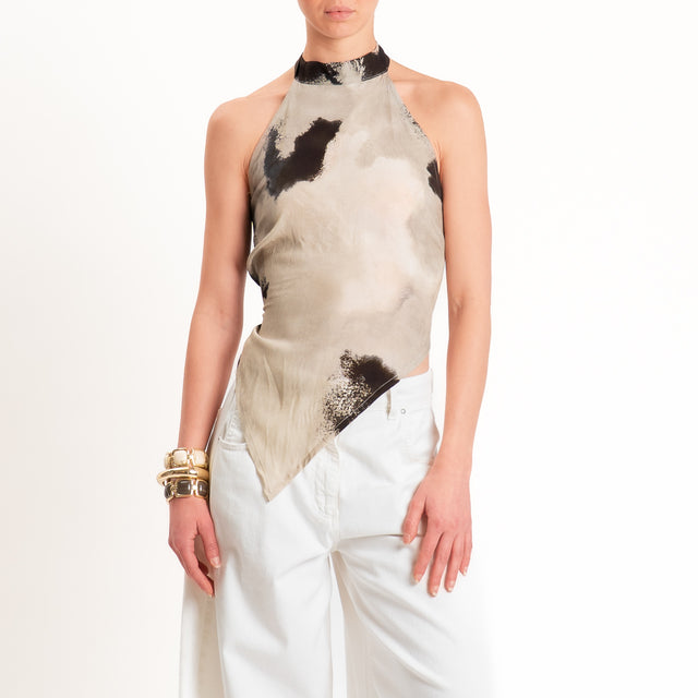 Haveone-Top scollo americana fantasia - sand/moro