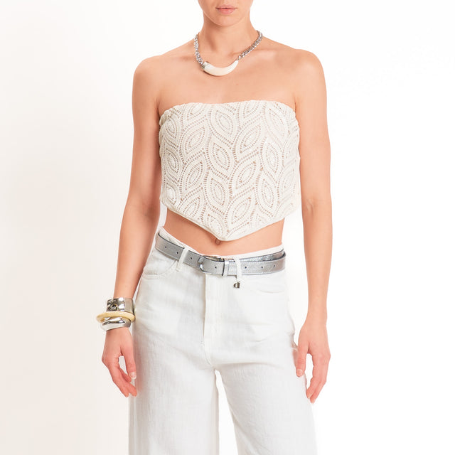 Haveone-Top traforato con paillettes - burro