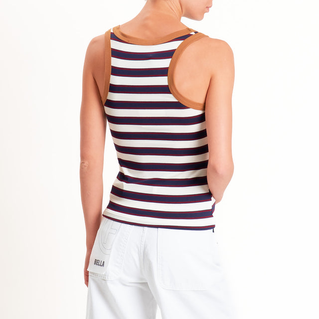 Haveone-Top a righe cotone riciclato - biscotto/blu/vino