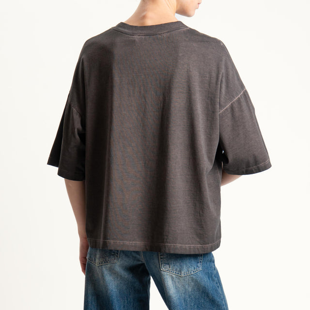 Haveone- T-shirt stampa tigre stone washed - moro