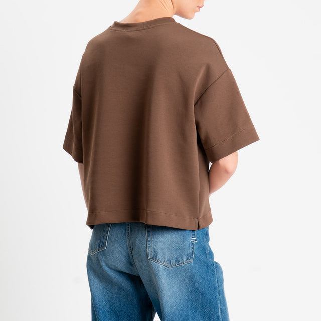 Haveone-Felpa girocollo mezza manica - cioccolato