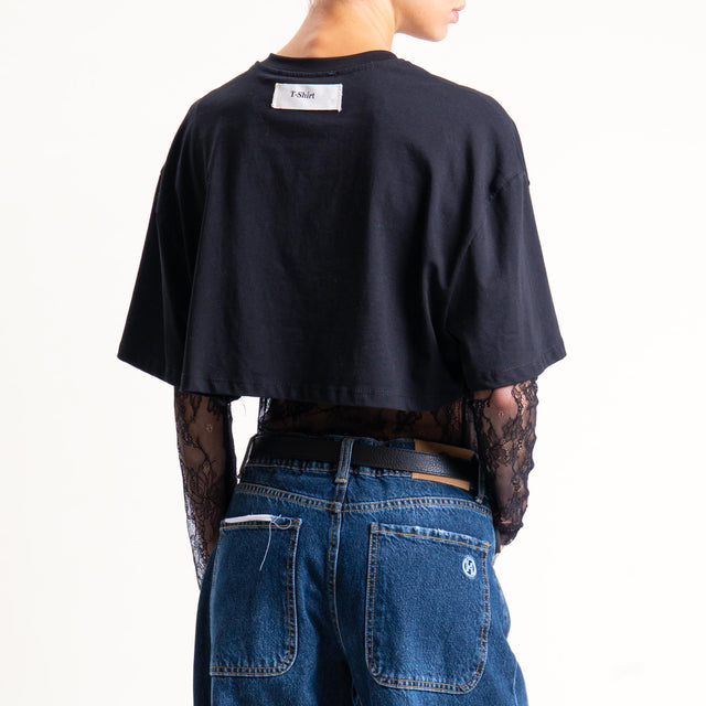 Haveone- Body in pizzo doppio tessuto - Nero