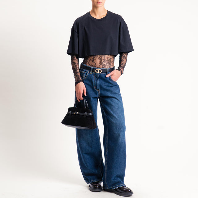 Haveone- Body in pizzo doppio tessuto - Nero