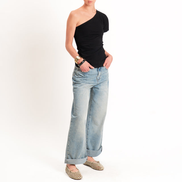 Haveone-T-shirt monospalla - nero