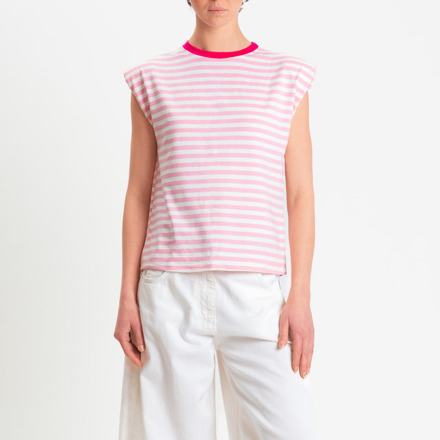 Haveone-T-shirt a righe con spalline - fucsia/bianco/rosa