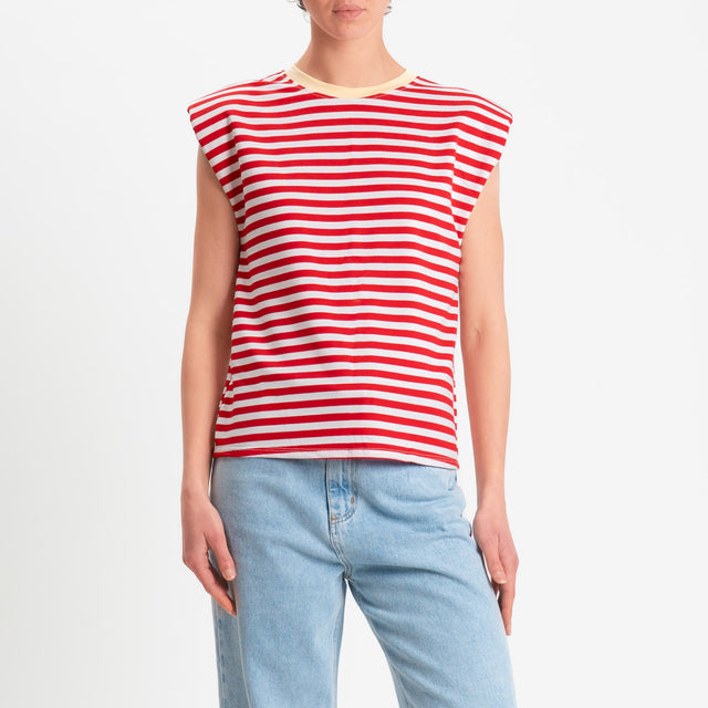 Haveone-T-shirt a righe con spalline - giallo/bianco/rosso