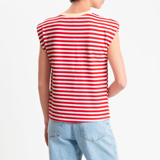 Haveone-T-shirt a righe con spalline - giallo/bianco/rosso