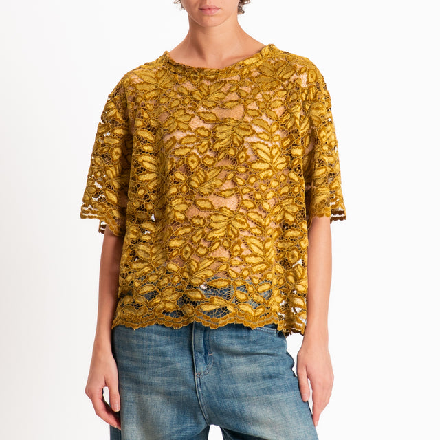 Haveone-Blusa mezza manica in pizzo - olio