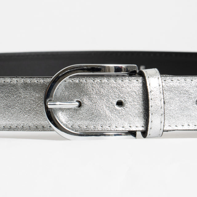 W by Whitemood-Cintura genuine leather - laminata silver